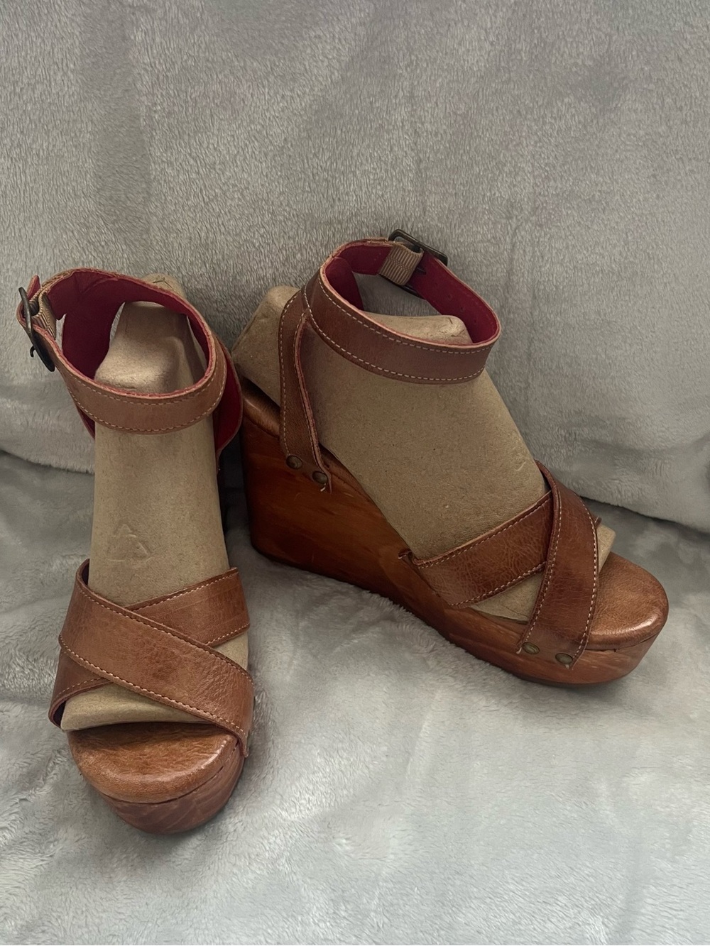 New w/ Box: Bed|Stu ✳️ Grettell Wedge Sandal in Tan Rustic Size: 7.5 M - Picture 2 of 16